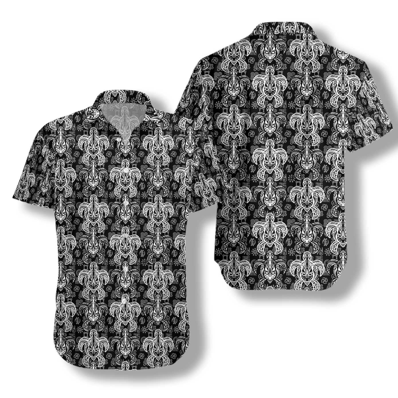 Classic Indigenous Tribal Polynesian Style Sea Turtle Hawaiian Shirt, Hawaiian Shirt Gift, Christmas Gift