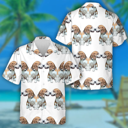 Love Day Background With Beagles Hawaiian Shirt, Hawaiian For Gift