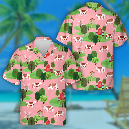 Sleeping Cow With Calf And Stars Texture Hawaiian Shirt, Hawaiian Shirt Gift, Christmas Gift