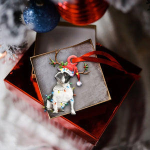 Boston Terriers Christmas Lights Shape Ornament, Christmas Ornament Gift, Christmas Gift, Christmas Decoration
