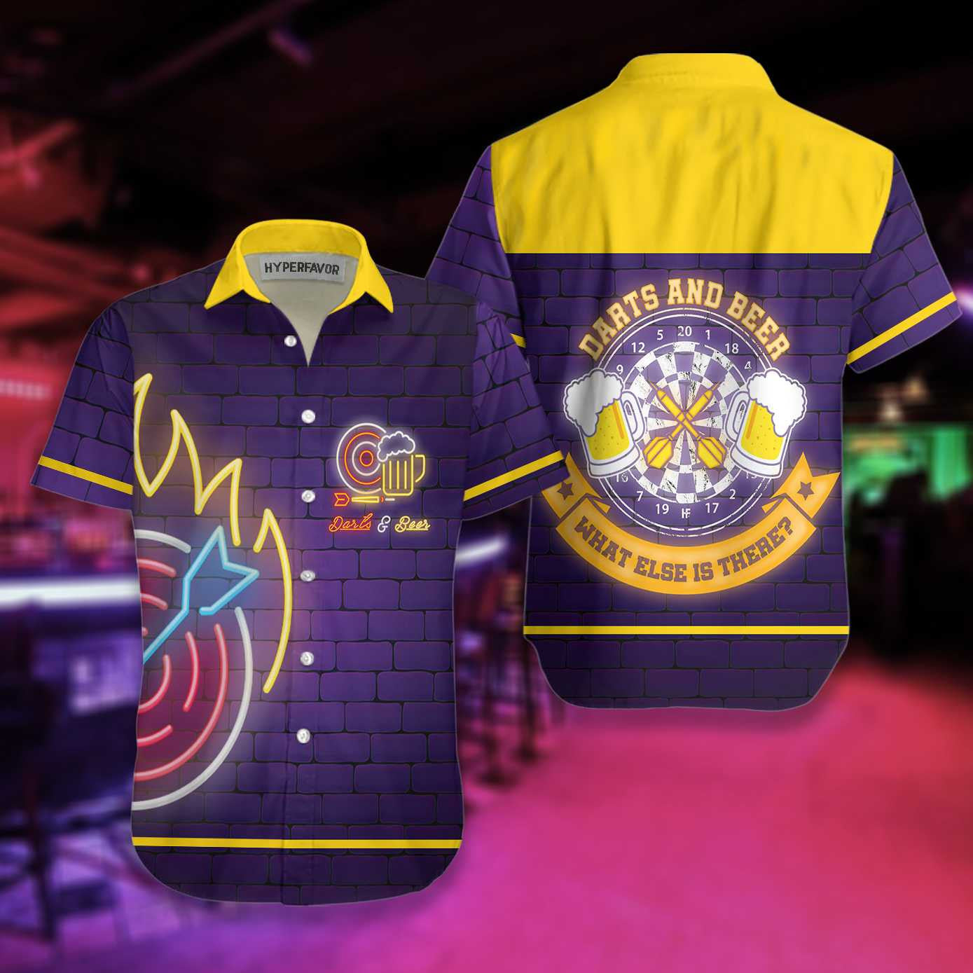 Blue Violet Background Dart Neon Cyper Hawaiian Shirt,Hawaiian Shirt Gift, Christmas Gift