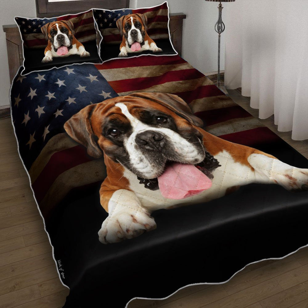 Boxer Dog American Quilt Bedding Set Bedroom Set Bedlinen,Bedding Christmas Gift,Bedding Set Christmas