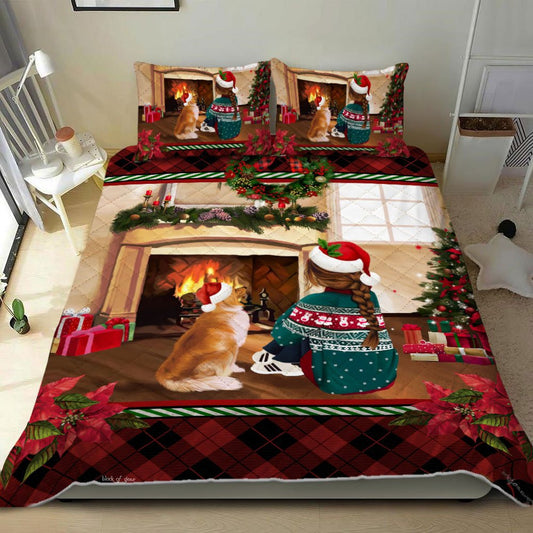 Christmas With A Golden Retriever Quilt Bedding Set  Bedroom Set Bedlinen 3D,Bedding Christmas Gift,Bedding Set Christmas