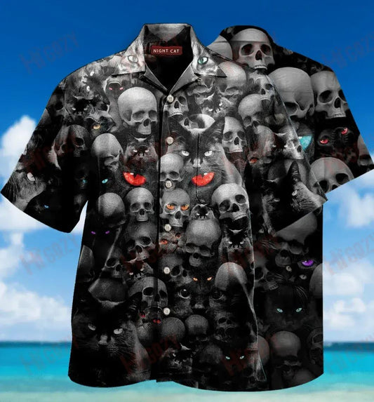 Is breá le Cait Cloigeann Léine Muinchille Gearr Unisex Caitheamh aimsire Léinte Haváíais Oirbheartaíochta Léine Haváís Patrún Léine Haváíais, Bronntanas Léine Haváís, Bronntanas Nollag