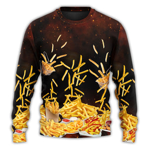 Food French Fries Fast Food Delicious Ugly Christmas Sweater, Gift Christmas 2024