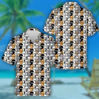 Lorg Cat Pór Peataí Cartún Doodle Léiriú Léine Haváís, Bronntanas Léine Haváíais, Bronntanas Nollag