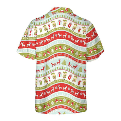 Vintage Christmas Elf Wavy Pattern Hawaiian Shirt, Hwaiian For Gift