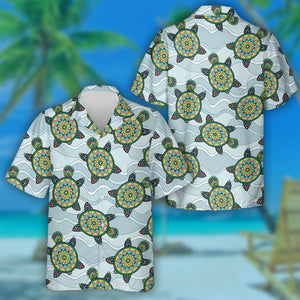 Green Turtles In The Sea Waves Hawaiian Shirt,Hawaiian Shirt Gift, Christmas Gift