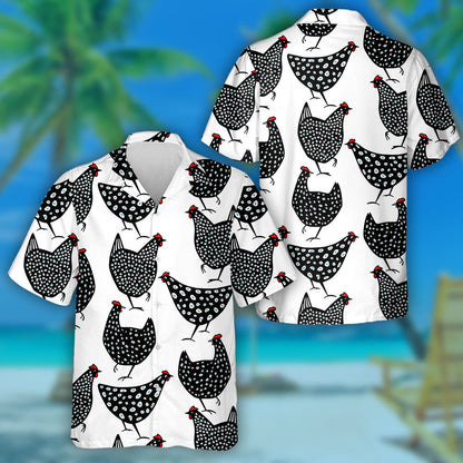 Black Speckled Chickens With Red Crest Hawaiian Shirt, Hawaiian For Gift