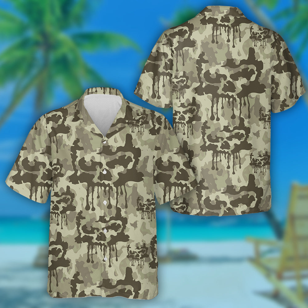 Dathanna Glasa ag Leáphointe Péinteáil Camo Le Skulls Patrún Léine Haváís , Bronntanas Léine Haváís, Bronntanas Nollag