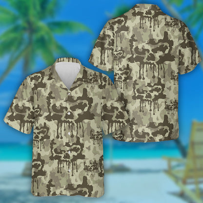 Dathanna Glasa ag Leáphointe Péinteáil Camo Le Skulls Patrún Léine Haváís , Bronntanas Léine Haváís, Bronntanas Nollag