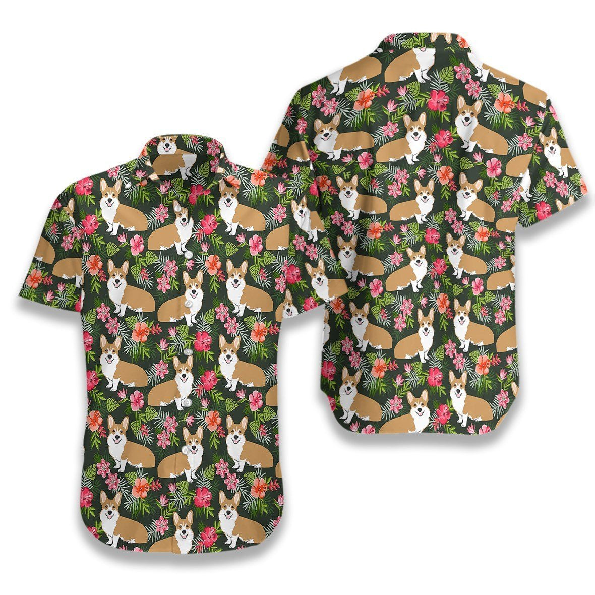 Into Pet Corgi Tropical Flower Design Hawaiian Shirt, Hawaiian For Gift