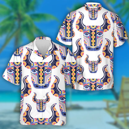 Masc Bó Bull Heads Cúlra Stíl Eitneach Léine Haváís, Bronntanas Léine Haváíais, Bronntanas Nollag