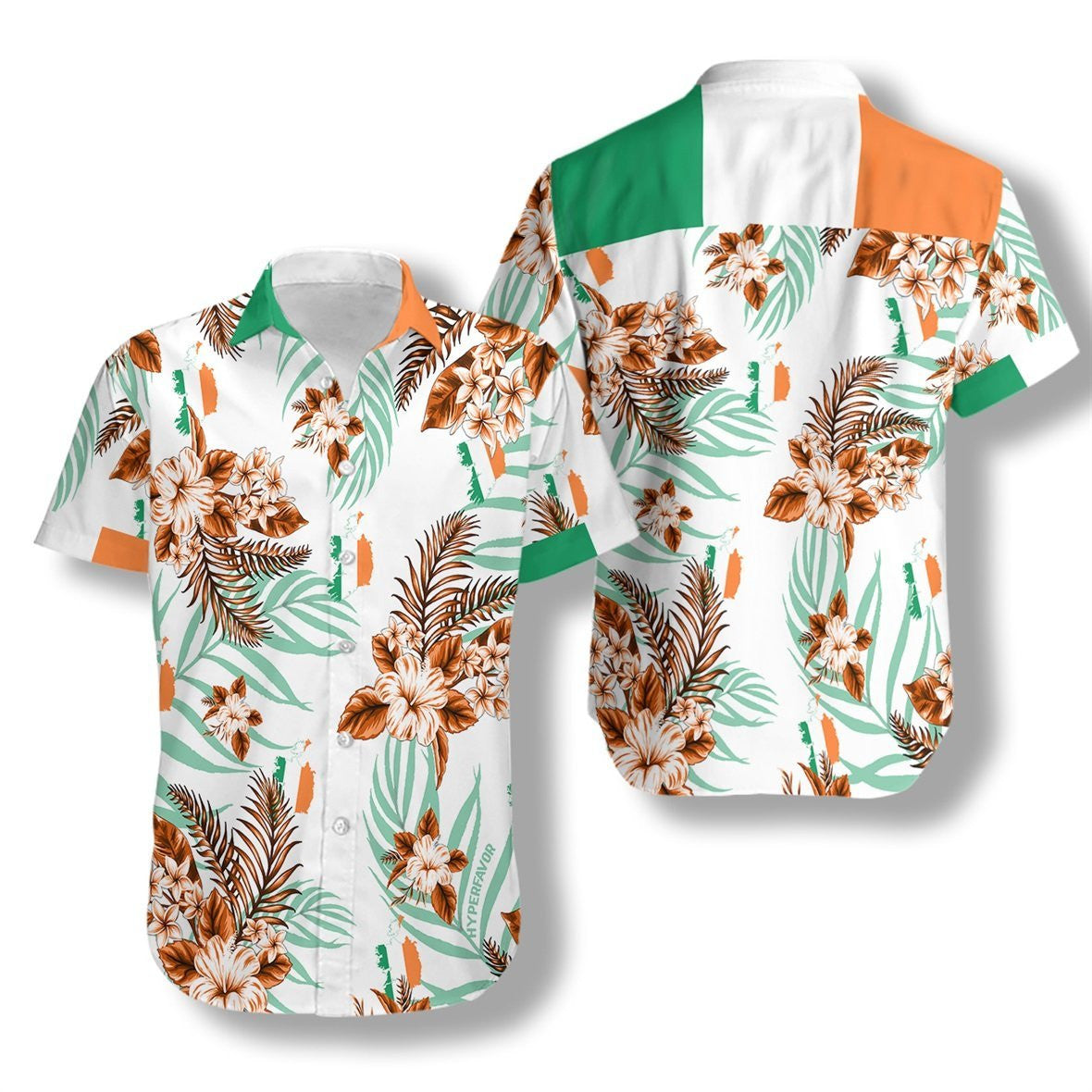 Ireland Proud With White Background Pattern Hawaiian Shirt, Hawaiian For Gift