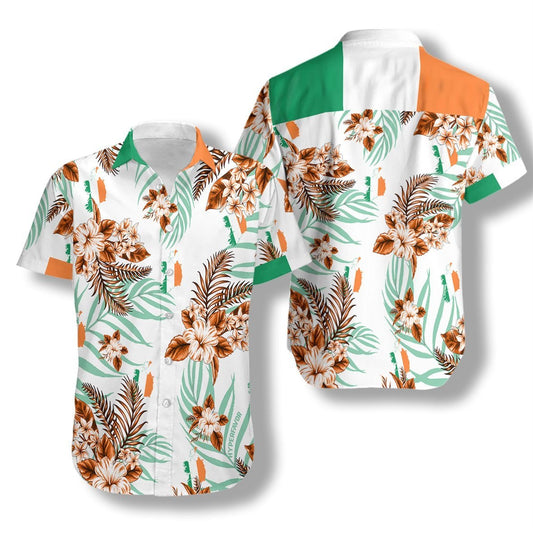 Ireland Proud With White Background Pattern Hawaiian Shirt, Hawaiian For Gift
