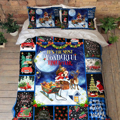 Christmas Quilt Bedding Set It's The Most Wonderful Time Of The Year Bedroom Set Bedlinen 3D ,Bedding Christmas Gift,Bedding Set Christmas