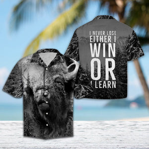 Wild Bison Black And White Photo Hawaiian Shirt, Hwaiian For Gift