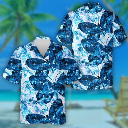 Lámh-Tarraingthe Deatach Gorm Agus Féileacáin Léine Haváís, haváís le haghaidh bronntanais