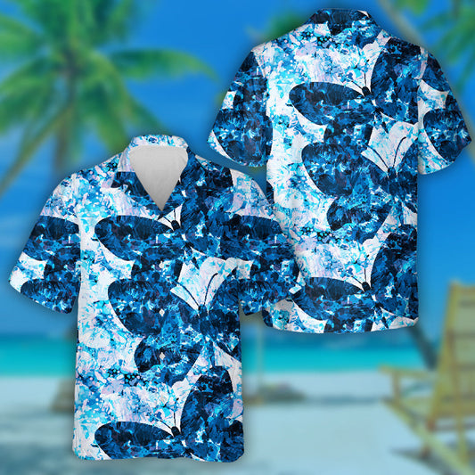 Lámh-Tarraingthe Deatach Gorm Agus Féileacáin Léine Haváís, haváís le haghaidh bronntanais