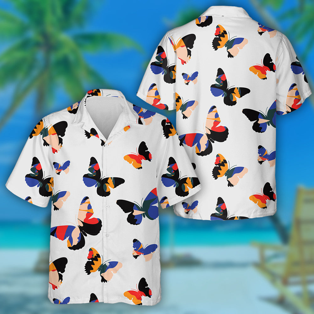 Teibí Téama an Earraigh Le Léine Haváís Féileacán Dearg Gorm Oráiste, Bronntanas Léine Haváís, Bronntanas Nollag