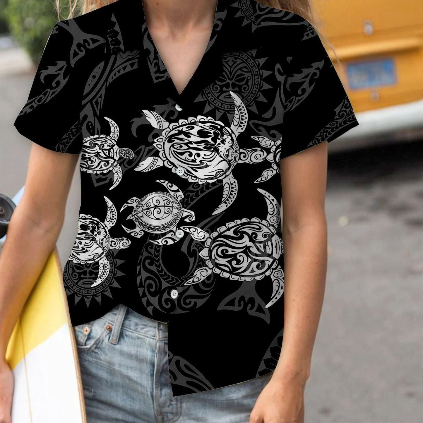 Aloha Hawaii Turtle Maori Patrún Dubh Agus Bán Léine Haváís, Bronntanas Léine Haváís, Bronntanas Nollag