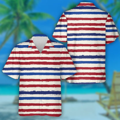 Color Changing Red And Blue Striped Pattern Hawaiian Shirt, Hawaiian Shirt Gift, Christmas Gift