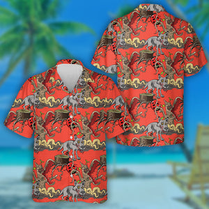 Wolf And Dangerous Tree Forest On Red Hawaiian Shirt,Hawaiian Shirt Gift, Christmas Gift