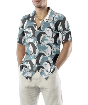 Arctic Life Penguin Seamless Design Hawaiian Shirt, Hawaiian For Gift