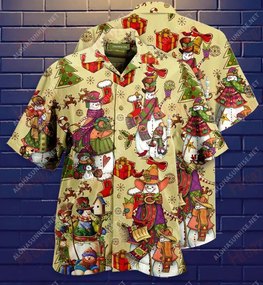 Laethanta Sneachta Léine Gearr Haváís Caitheamh aimsire Aloha Shirt Léinte Haváís Saincheaptha Patrún Léine Haváís, Bronntanas Léine Haváís, Bronntanas Nollag