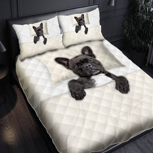 French Bulldog Quilt Bedding Set, Dog Sleeping In Bed Set Bedroom 3D,Bedding Christmas Gift,Bedding Set Christmas