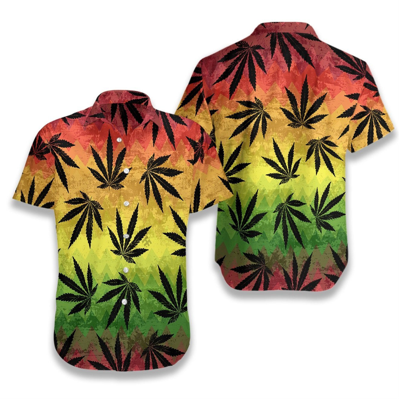 Marijuana Leaf Rasta Vivid Color Design Hawaiian Shirt,Hawaiian Shirt Gift, Christmas Gift