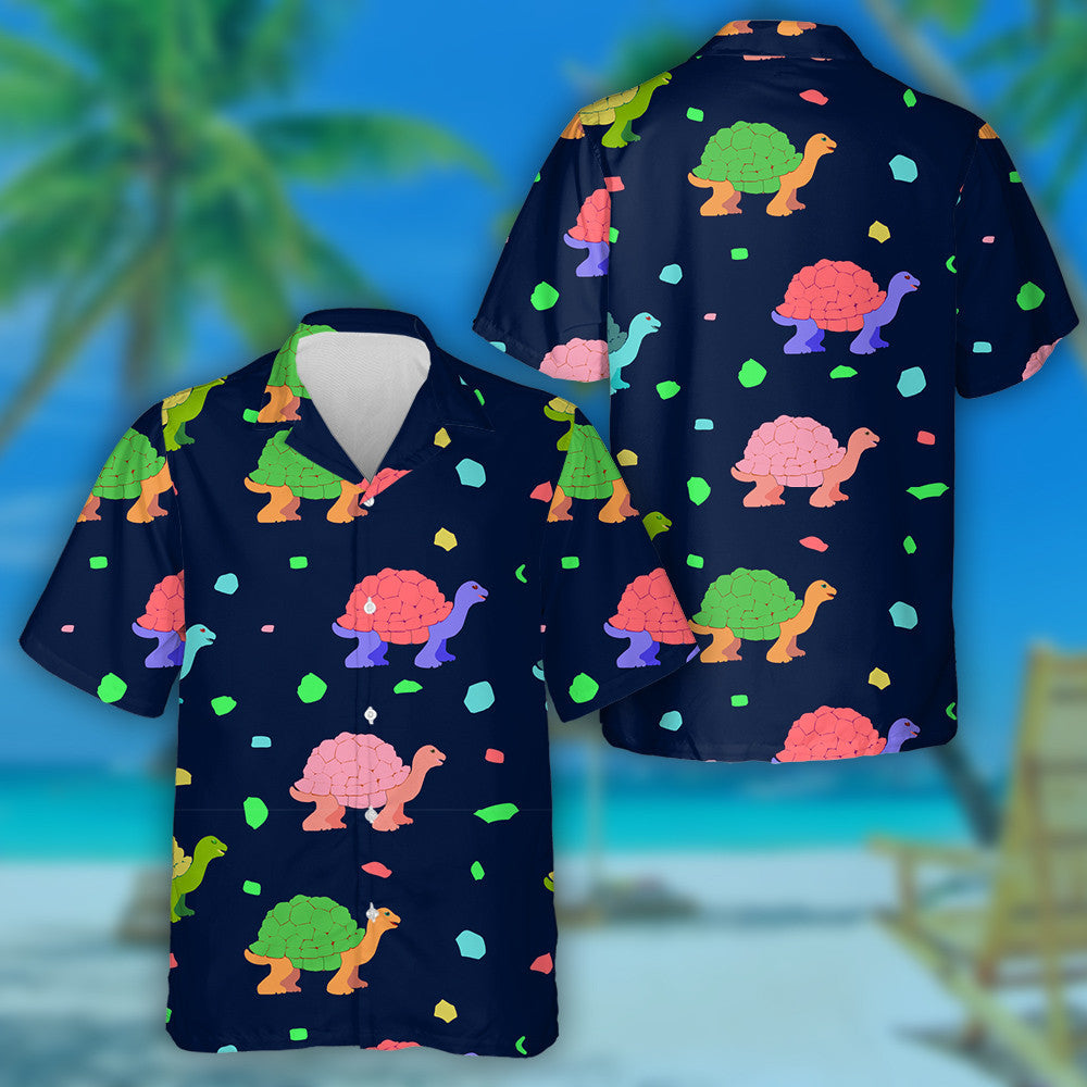 Light Turtles On A Dark Blue Background Hawaiian Shirt, Hawaiian Shirt Gift, Christmas Gift