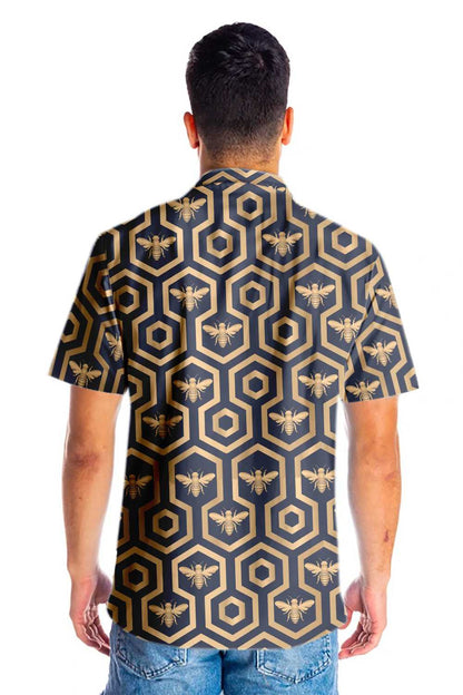 Dearadh Heicseagán Clasaiceach Hive Bee Hive Léine Haváís, haváís le haghaidh bronntanais