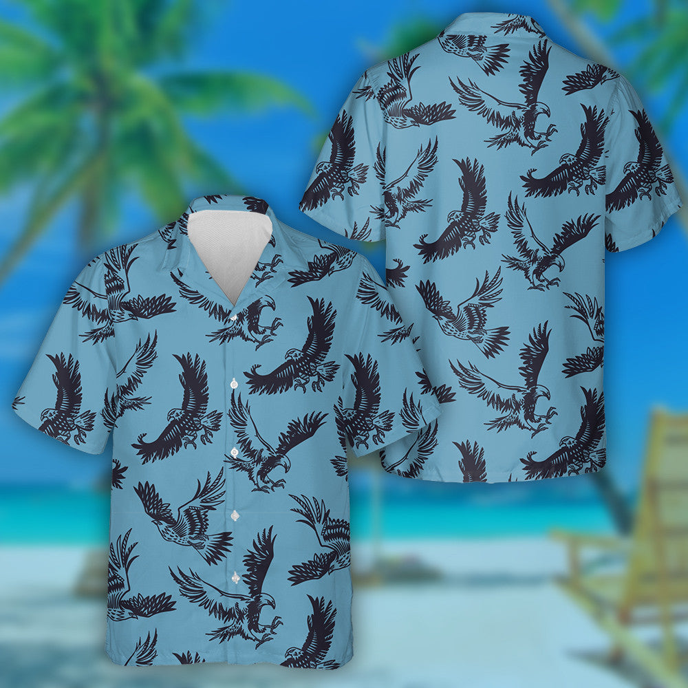 Angry Black Eagles Flying In The Sky Hawaiian Shirt, Hawaiian Shirt Gift, Christmas Gift