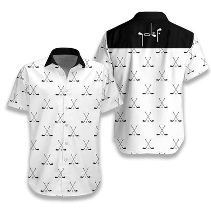 White Cross Golf Clubs Pattern Background Hawaiian Shirt,Hawaiian Shirt Gift, Christmas Gift