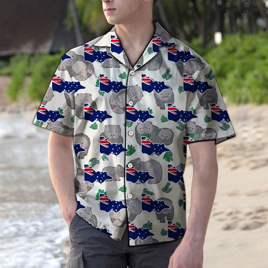 Flag Of Victoria Wombat Cartoon Pattern Hawaiian Shirt,Hawaiian Shirt Gift, Christmas Gift