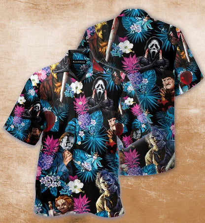 Cloigeann Uafásach le Patrún Duille Hibiscus Tropical Léine Haváí, Bronntanas Léine Haváís, Bronntanas Nollag