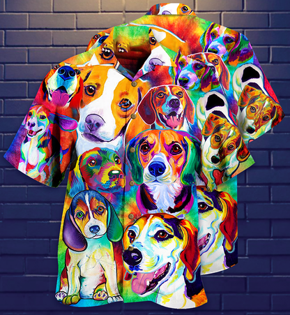 Dogs Painting Beautiful - Hawaiian Shirt_Hawaiian Shirt Gift, Christmas Gift