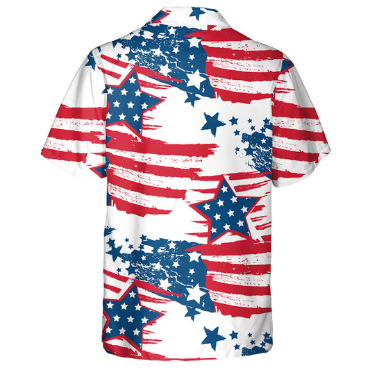 Cracked Color Painting Patriotic Stars America Pattern Hawaiian Shirt, Hawaiian Shirt Gift, Christmas Gift