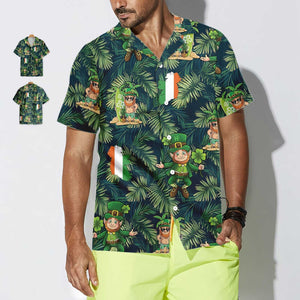 Irish People Proud Leprechaun Tropical Jungle Theme Design Hawaiian Shirt, Hawaiian Shirt Gift, Christmas Gift