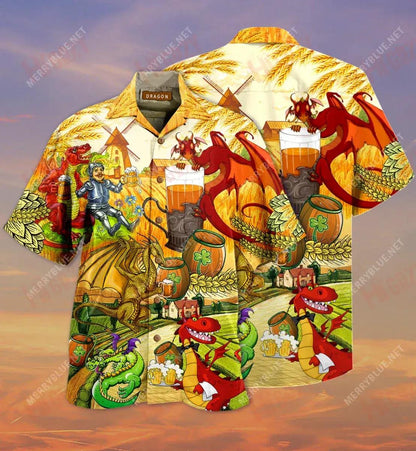 Dragons ag ól Beoir Léine Gearr Haváís Samhraidh T Léinte Haváís Léinte Haváise is Fearr, Bronntanas Léine Haváís, Bronntanas Nollag