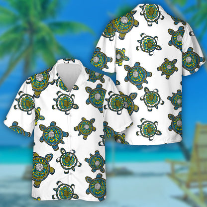 Hand Drawn Tribal With Multicolored Ornamental Turtles Hawaiian Shirt, Hawaiian Shirt Gift, Christmas Gift