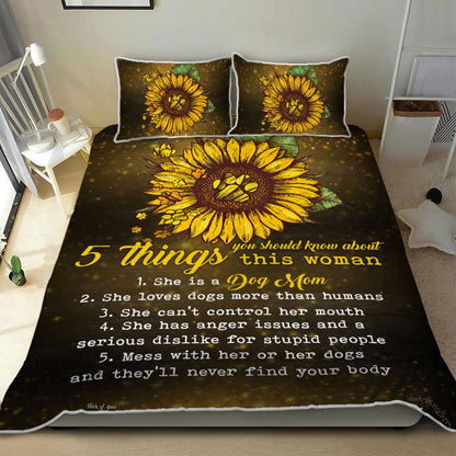 Dog Mom Sunflower Quilt Bedding Set Bedroom Set Bedlinen 3D,Bedding Christmas Gift,Bedding Set Christmas