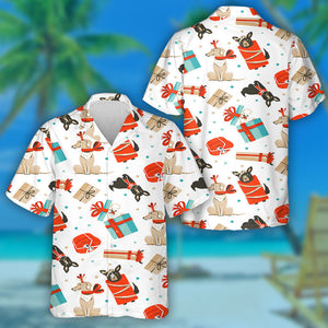 Dogs In Vintage Christmas Isolated Background Hawaiian Shirt, Hawaiian Shirt Gift, Christmas Gift