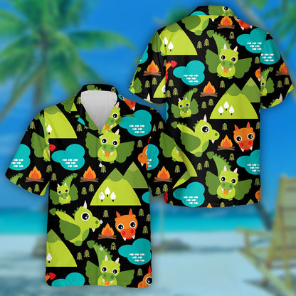 Kids Dragon Fly Mountain Illustration Background Hawaiian Shirt, Hawaiian Shirt Gift, Christmas Gift