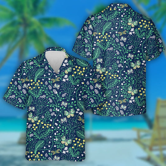 Beautiful Summer Herbs Floral And Butterflies Hawaiian Shirt, Hawaiian For Gift