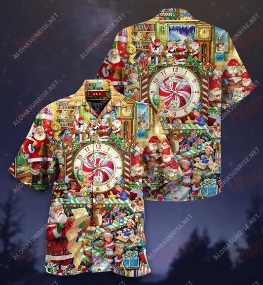 Déan deifir! Tá an Nollaig ag Teacht Léine Unisex Haváise Gearr Muinchille Aigéan Léinte Seanré Haváíais Léinte Haváíais d'Fhir, Bronntanas Léine Haváíais, Bronntanas Nollag