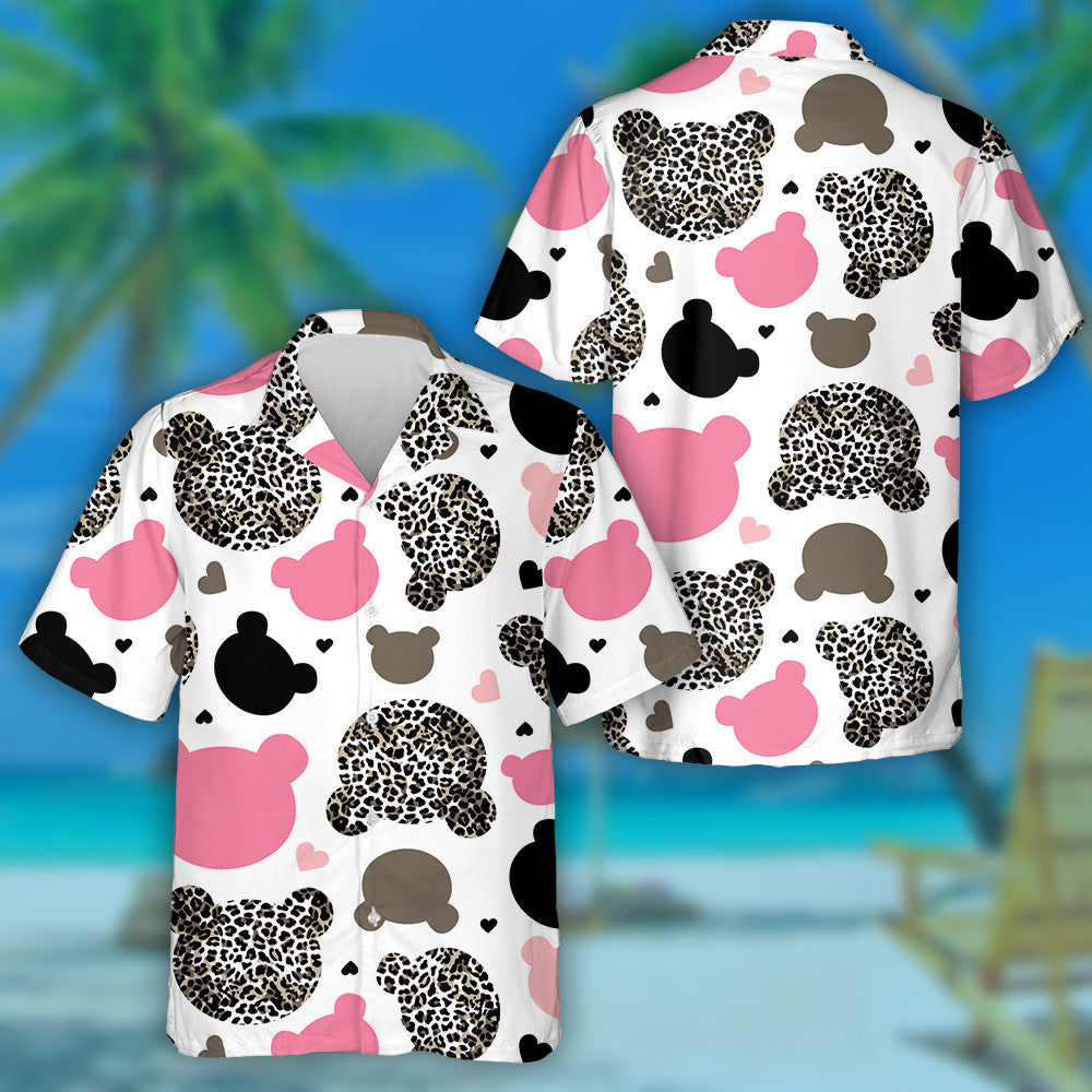 Teddy Bear With Leopard Skin Background Hawaiian Shirt,Hawaiian Shirt Gift, Christmas Gift