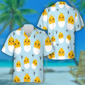 Adorable Yellow Chicken With Egg Shell Hawaiian Shirt, Hawaiian For Gift