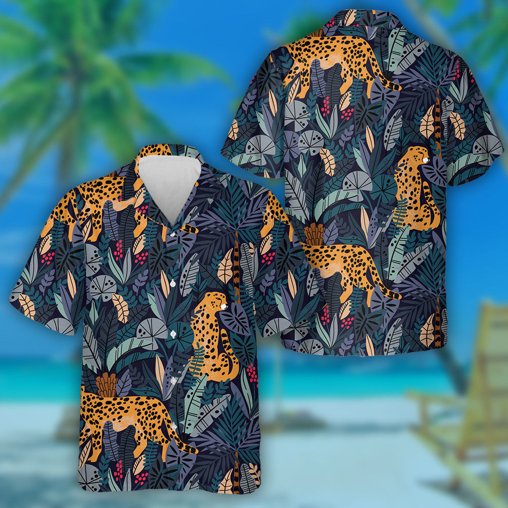 Paradise Samhraidh I Jungles Trópaiceacha Le Léine Haváís Wild Liopard, Bronntanas Léine Haváís, Bronntanas Nollag